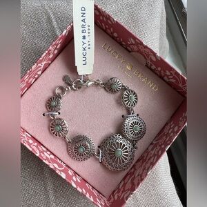 NWT Lucky Brand bracelet semi-precious accents jade stone silver jewelry limited